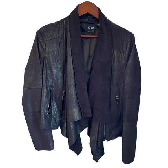 Suede and Faux Leather Moto Style Jacket - Picture 1 of 14
